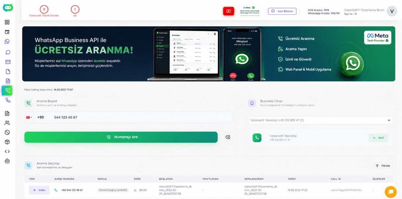 WhatsApp Business API ile Ücretsiz Aranma ve Arama Özelliği