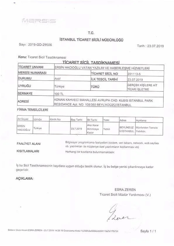sicil tasdiknamesi